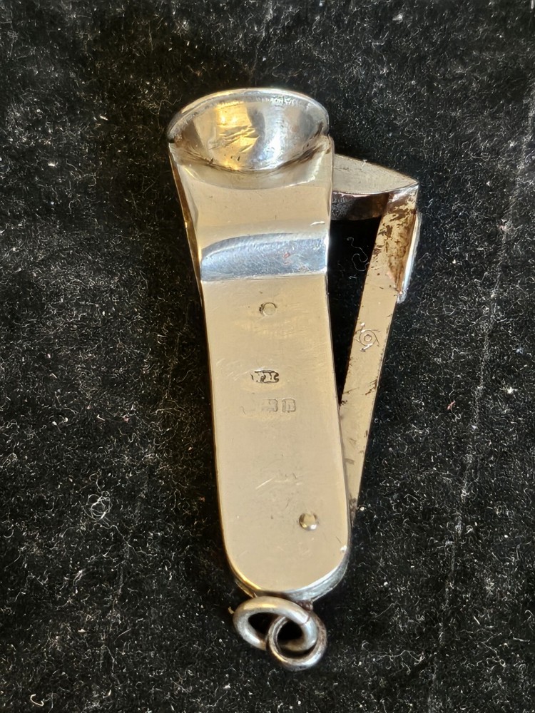 Beautiful Antique Solid Silver Cheroot/ Cigar Cutter Birmingham 1907 William H