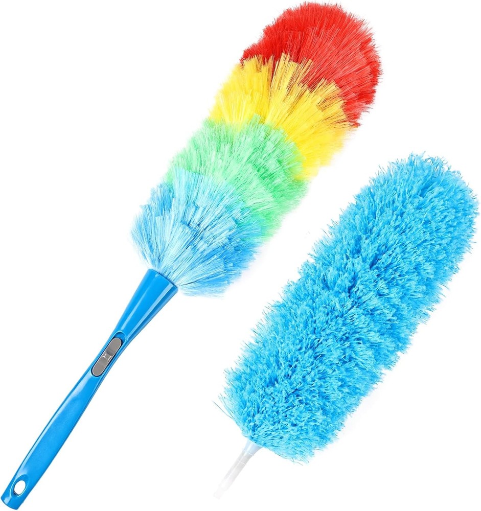 Rainbow 24" Static Duster - 2 Washable Bendable Microfiber Heads for Home Office