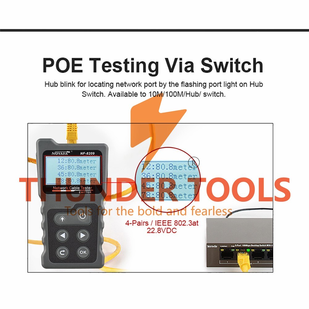 Thunder Tools Multi-functional LCD Network Cable Tester Wire Tracker PoE