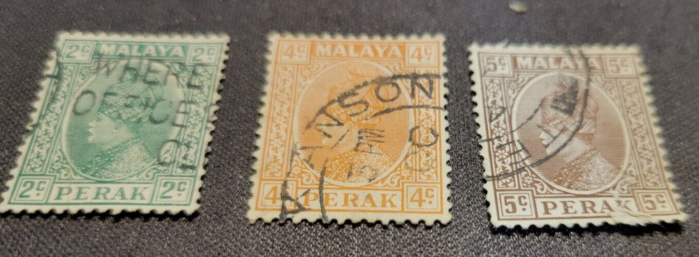 MALAYA PERAK issue 12/2/ 1936 Sultan Iskandar issues 3 USED STAMPS
