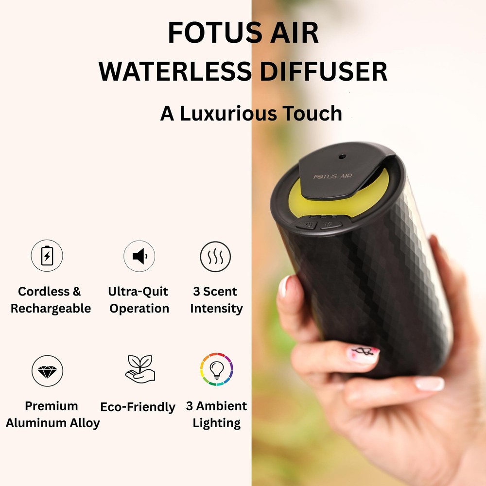 Waterless Essential Oil Diffuser – Portable Cordless Aromatherapy Diffuser