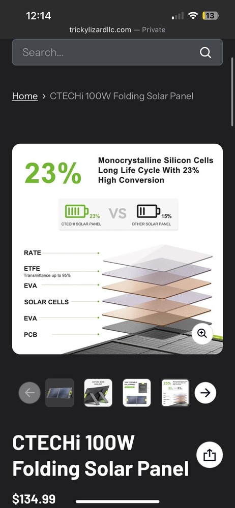 Ctechi 100 Watt Folding Solar Panel 2 Pack