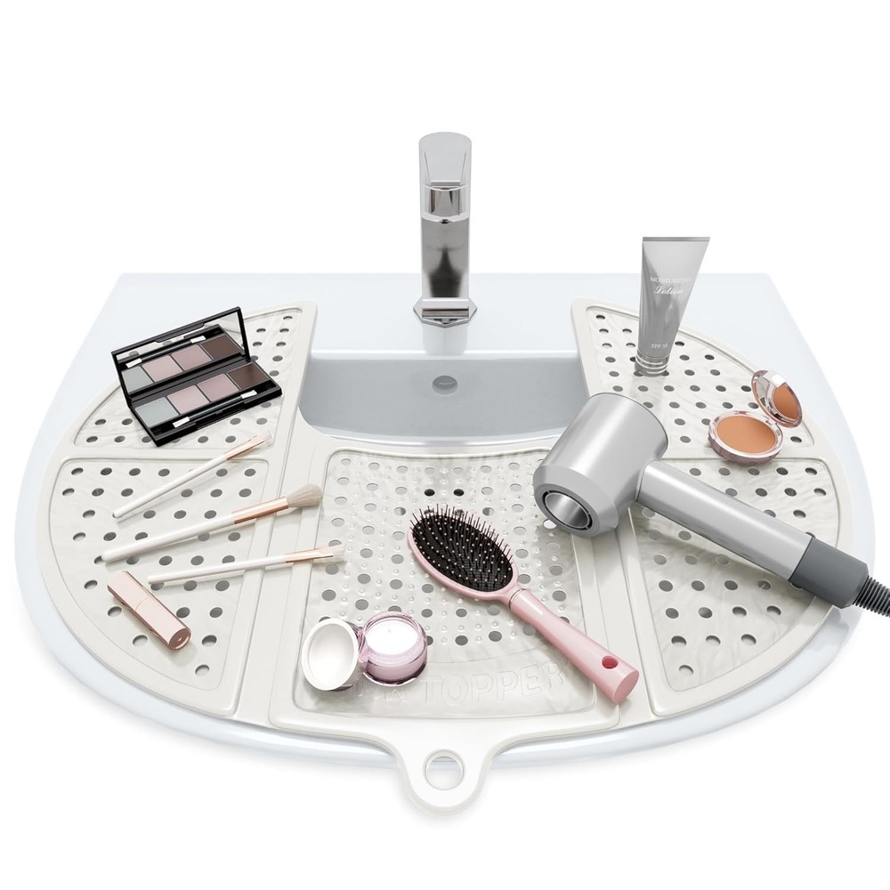 Bathroom Counter Cover & Storage Saver, Foldable Silicone Mat for Hot Tools, ...