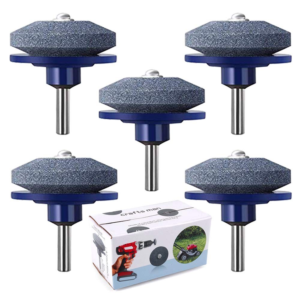 Lawn Mower Blade Sharpener for Power Drill 5 Pack Blue