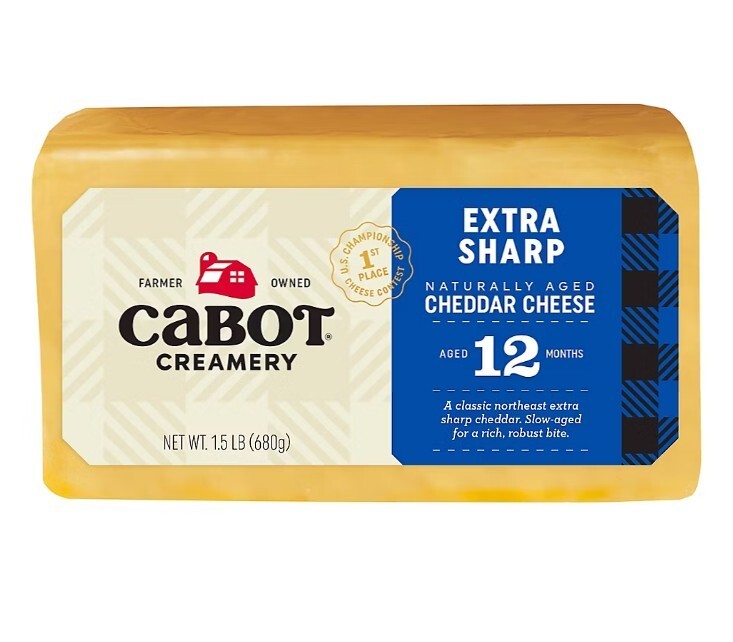 Cabot Creamery Extra Sharp Naturally Aged Cheddar Cheese,1.5 lbs.