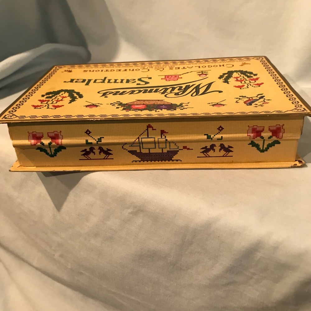 Whitman's Chocolates & Confections Cross Stitch Sampler Empty Hinged Box $11.99