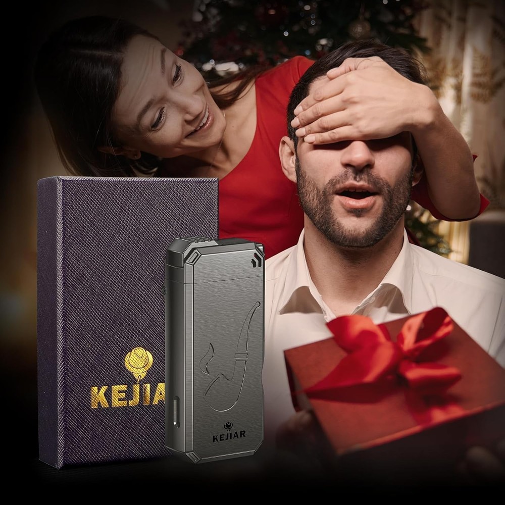 Pipe Lighter ，4 in 1 Soft Flame Lighter with Pipe Stand, 3 Collapsible Pipe....