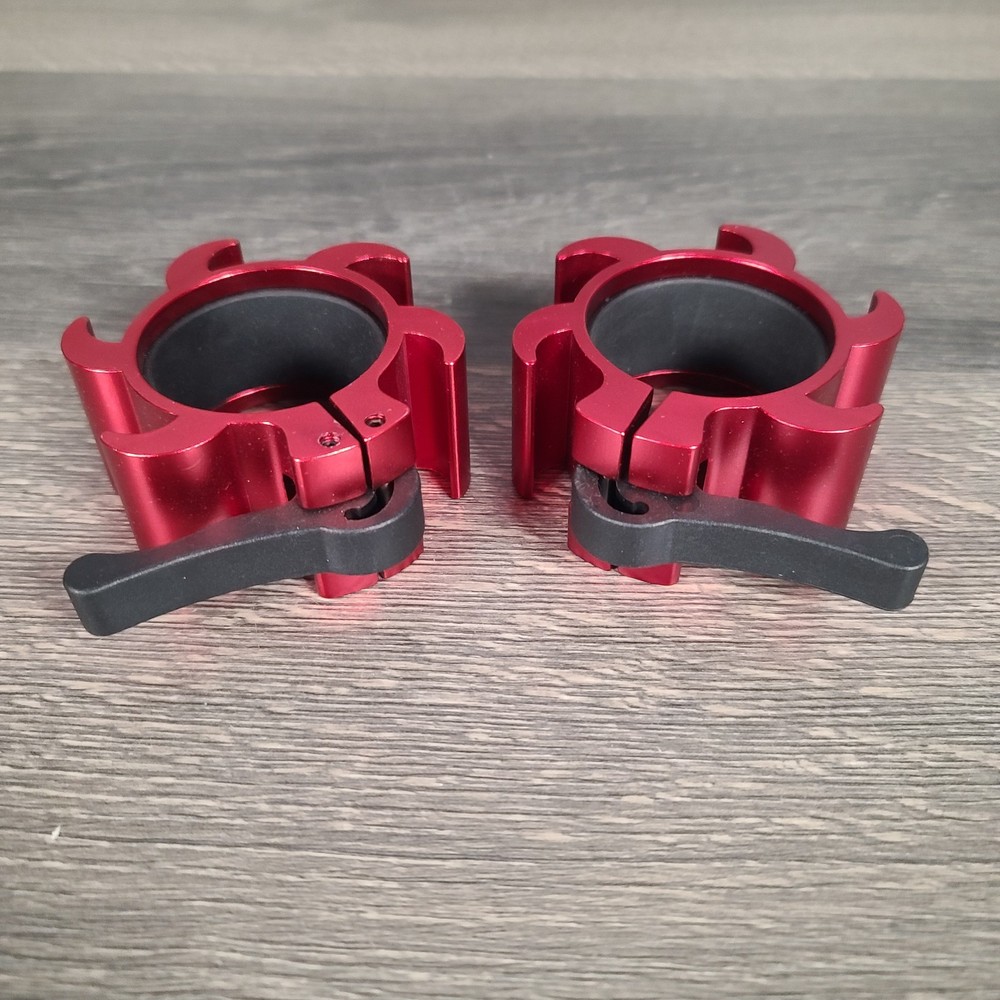 XMark Aluminum Olympic Barbell Collars Locking 2" with Quick Release Red