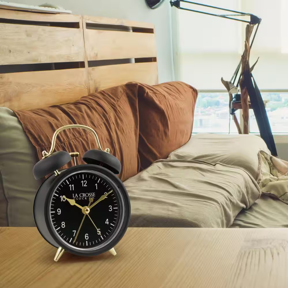 Black Twin Bell Quartz Alarm Clock