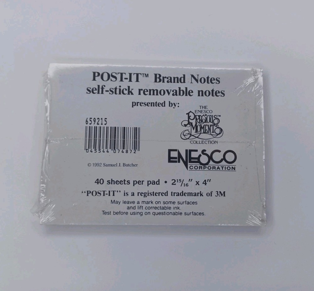 Precious Moments Enesco Post-It Brand Removable Notes Note Pad