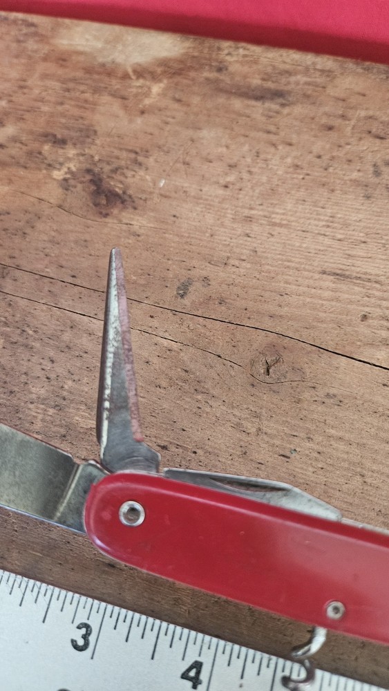 Colonial Multi Tool 1 Blade Red Handle Folding Pocket Knife Prov. USA