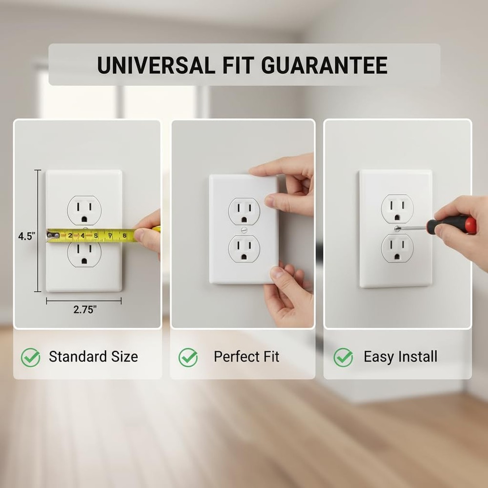 Bates- White Outlet Covers, Wall Plates, Pack Standard Size, 12 Pack,