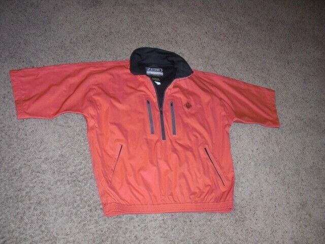 ZERO RESTRICTION orange short sleeve 1/2 zip Pullover Jacket men's Large