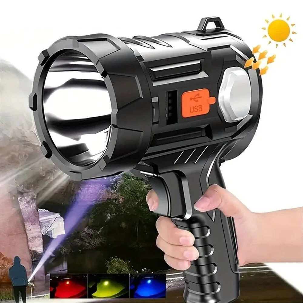 2X Spot Light Hand Held Rechargeable Spotlight Large Flashlight Torch 30000000Lm