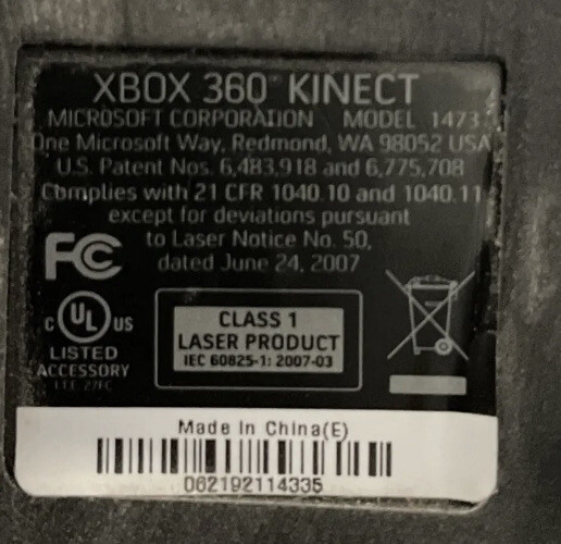 Genuine Microsoft XBOX 360 Kinect Sensor Bar Model 1473 Black