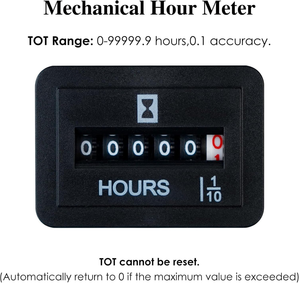Jayron JR-HM001 Snap in Mechanical Hour Meter Rectangular Hour Meter for DC 6V t