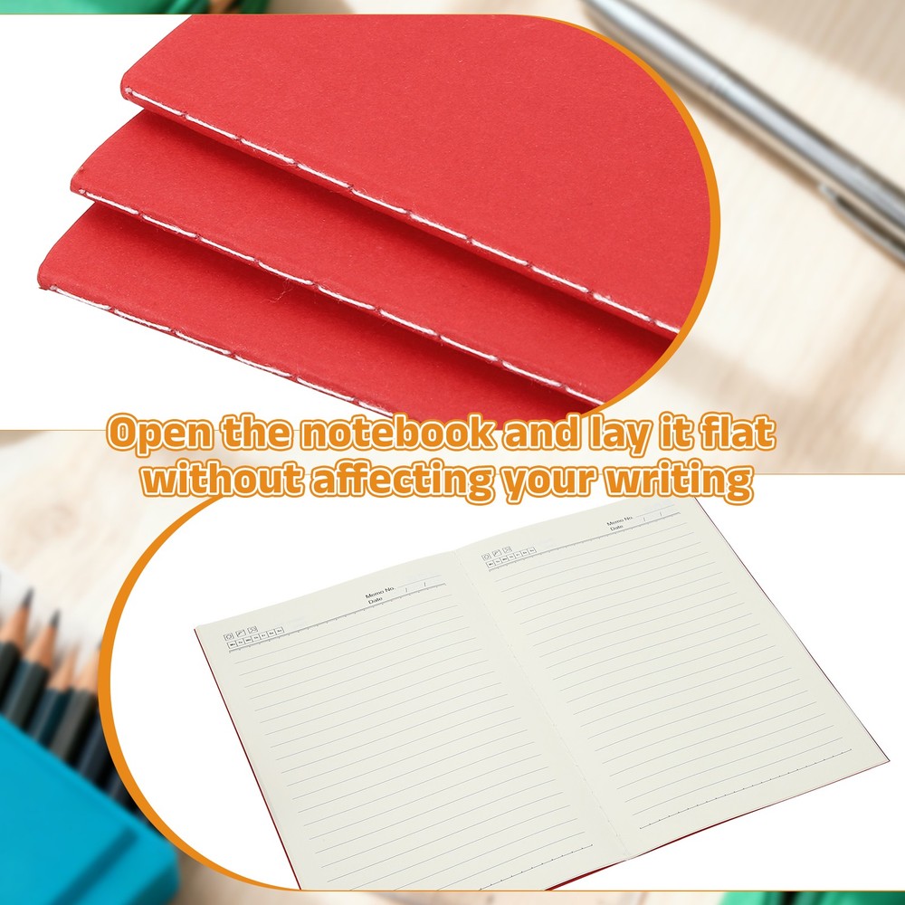 3 Pack A5 Notebook, A5 Journal Mini Notebook Pocket Kraft,Red