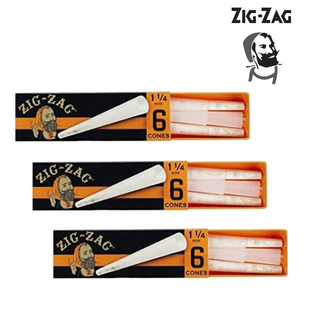 Zig-Zag 1 1/4 1.25 Cones - Full Box 24 PACKS - Rolling Pre Roll Tips 6 Per Pack