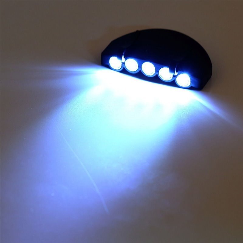 Bright 5 LED Clip on Hat Head Cap Light headlamp Flashlight