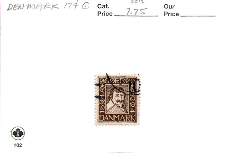 Denmark, Postage Stamp, #174 Used, 1924 (AB)