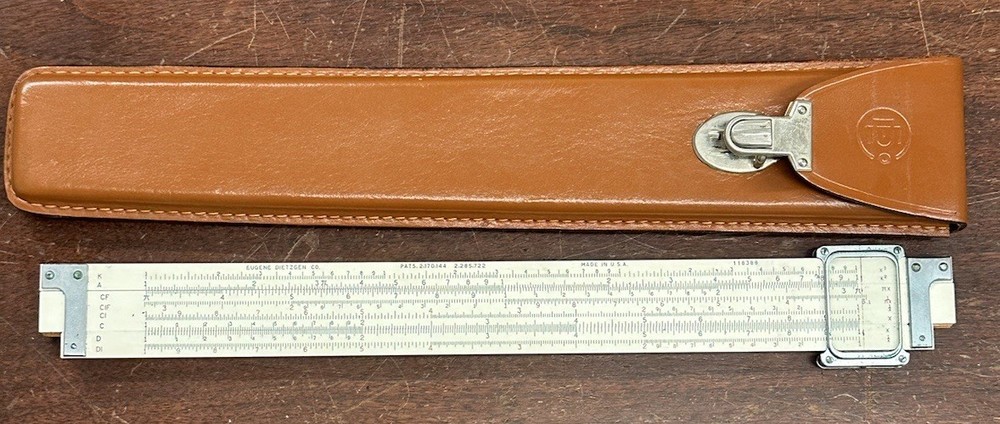 VTG Eugene Dietzgen Co Slide Rule Micromatic Vector Type Log With Leather Case