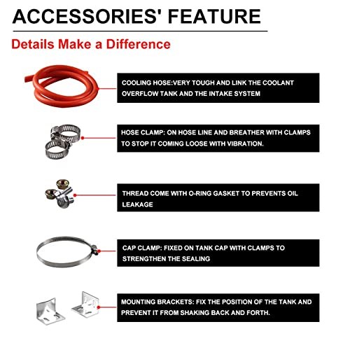 RYANSTAR Universal car Radiator Coolant Tank 800ml Coolant Standard Black