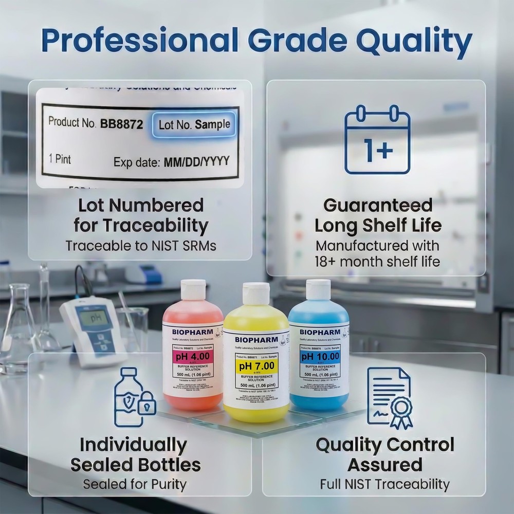 pH Buffer Calibration Solution 3-Pack: 4.00, 7.00, 10.00 Buffers —...