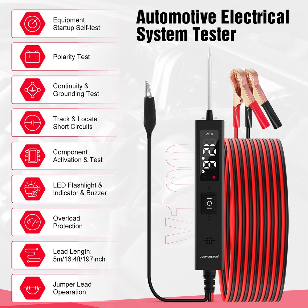 Digital Automotive Car Power Circuit Electrical Tester Probe Test Device SystemS
