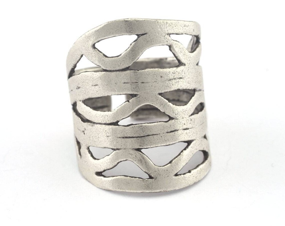 Adjustable Antique silver plated brass (18mm 8US inner size) 2992
