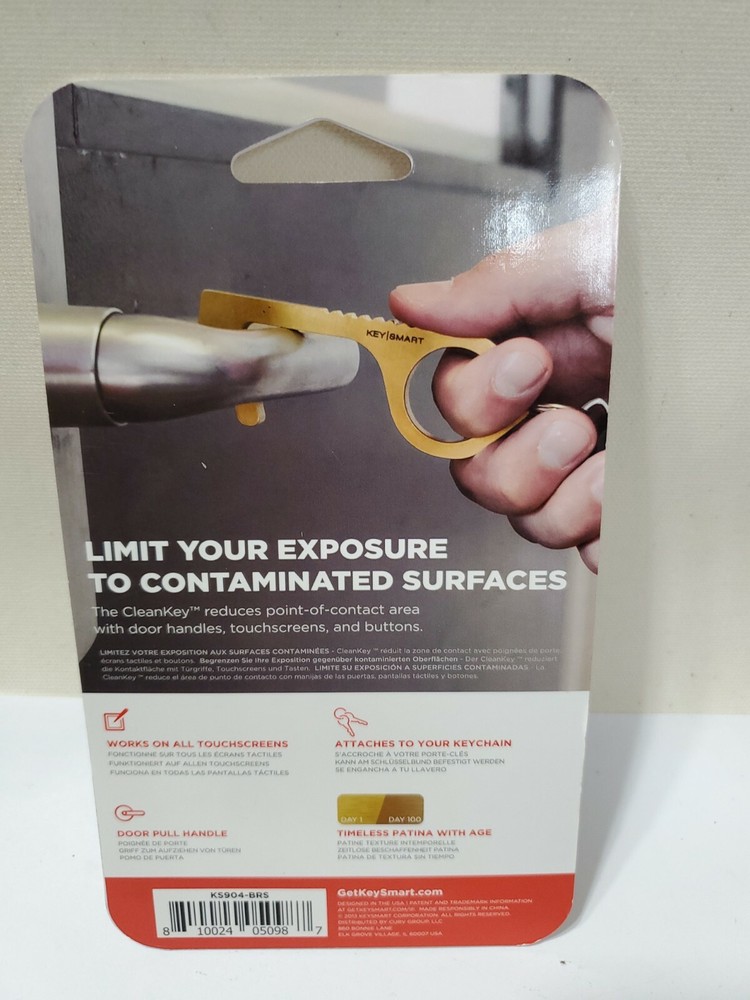 KEYSMART CLEANKEY avoid contaminated surfaces Brass Key Touch Screens