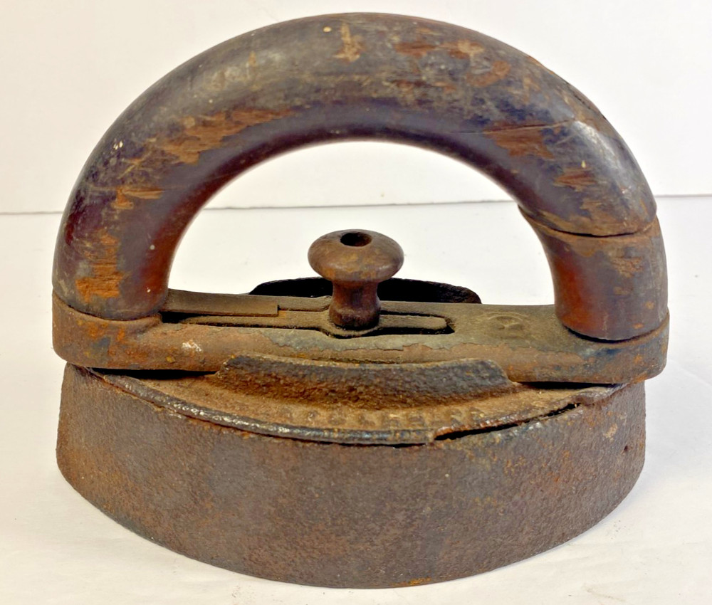 Antique Sad Iron With Detachable Wood Handle Primitive