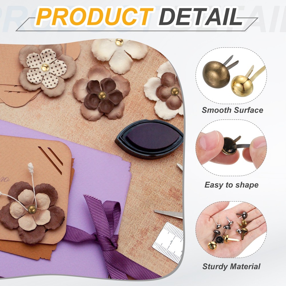 120pcs 8x17mm Silver Round Head Tips