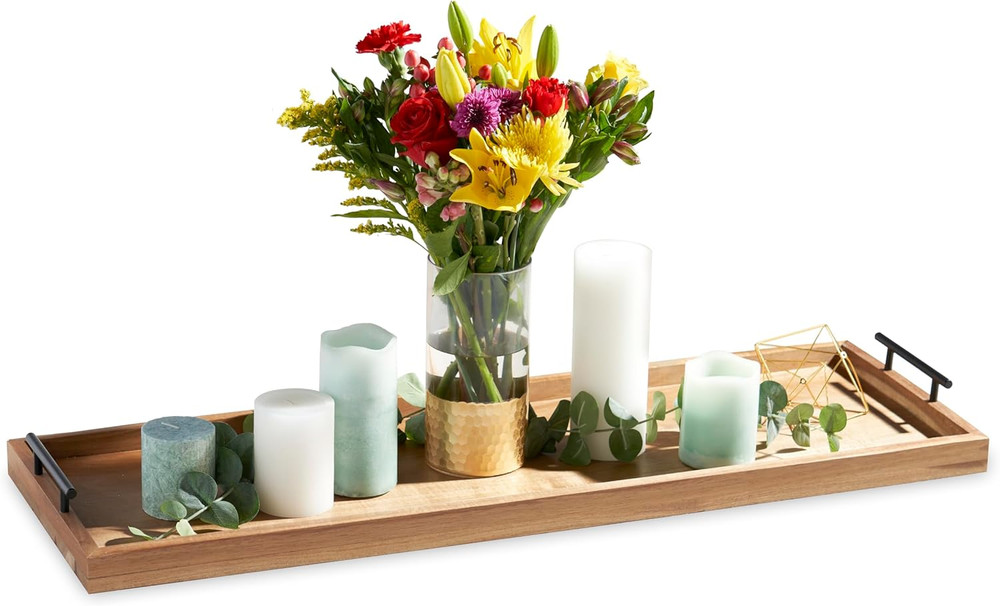 Modern Manor Longboard Cheese Platter with Handles, Rectangular Cheese Board and