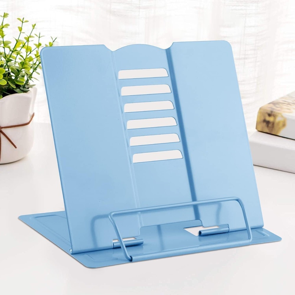 Multi-Purpose Light Blue Book Display Stand - Ergonomic, Foldable, and Stylish