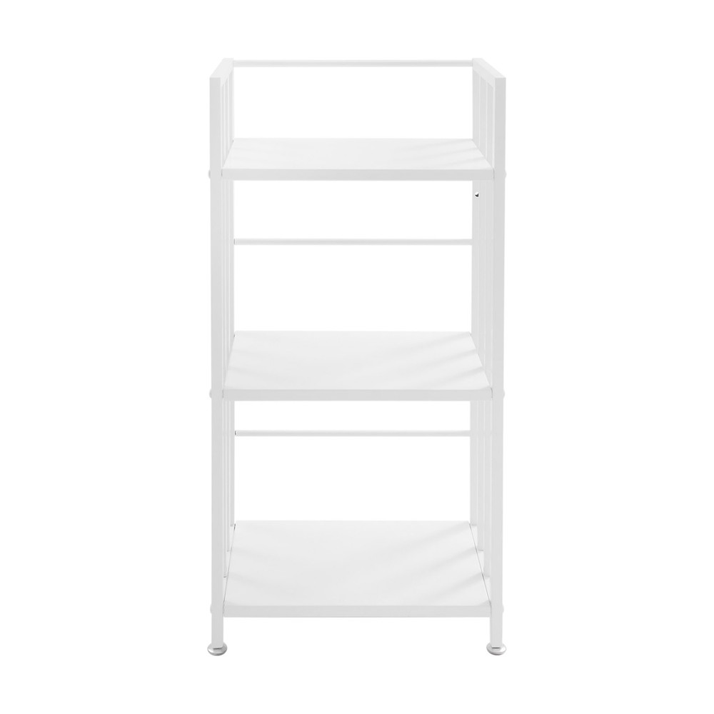 Open Shelf Bookcase, 3-Tier Display Rack, White, Baking Paint, Floor Mount