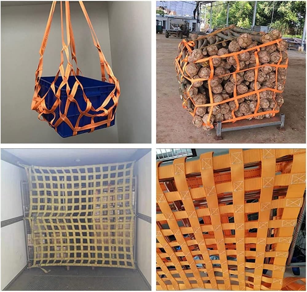 Orange Nylon Slings Heavy Load Lifting Net 1500Lb Construction Gear