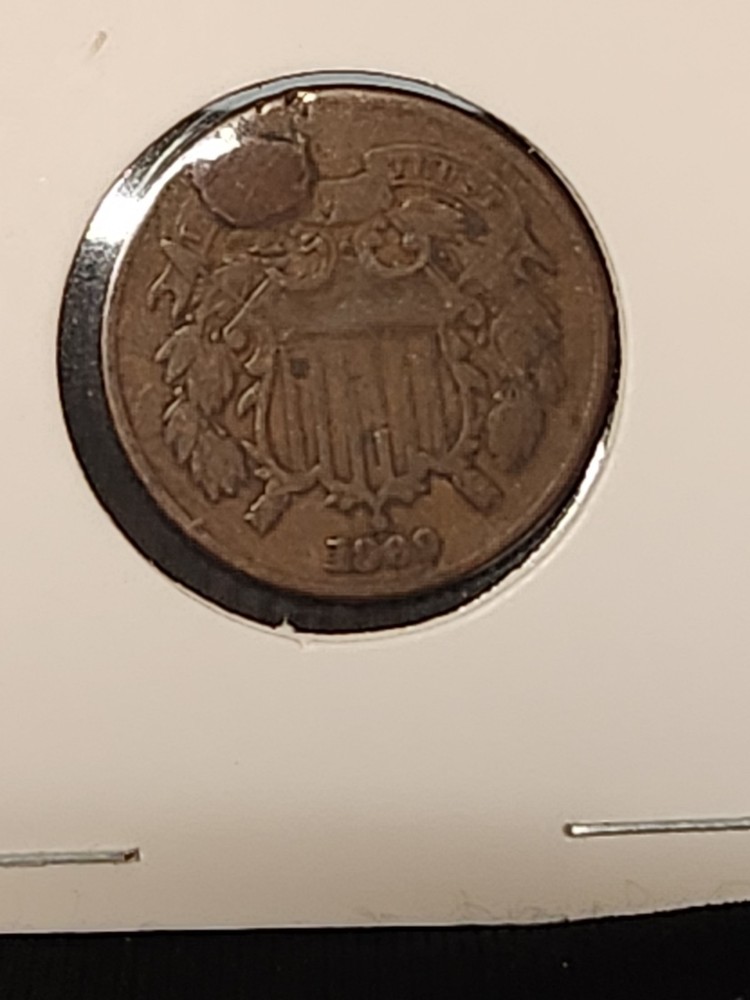 1869 Post Civil War Usa 2 Cent Piece Possible Error