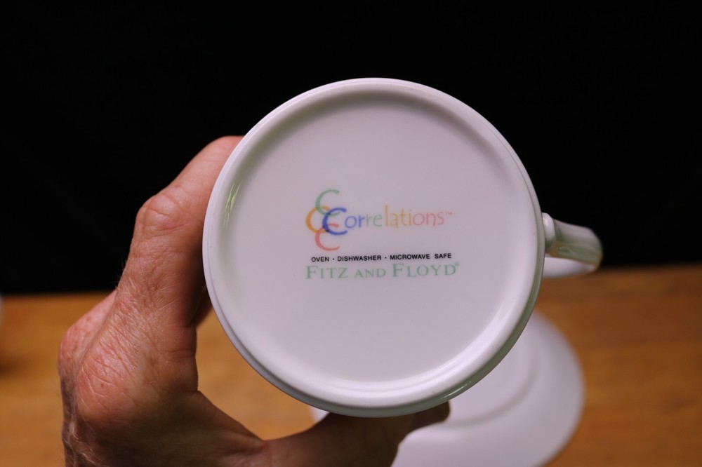 Fitz & Floyd Correlations Green Creamer & Sugar Bowl