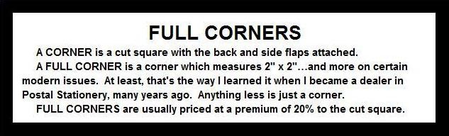 SCOTT #UC10 VERY FINE MINT FULL CORNER