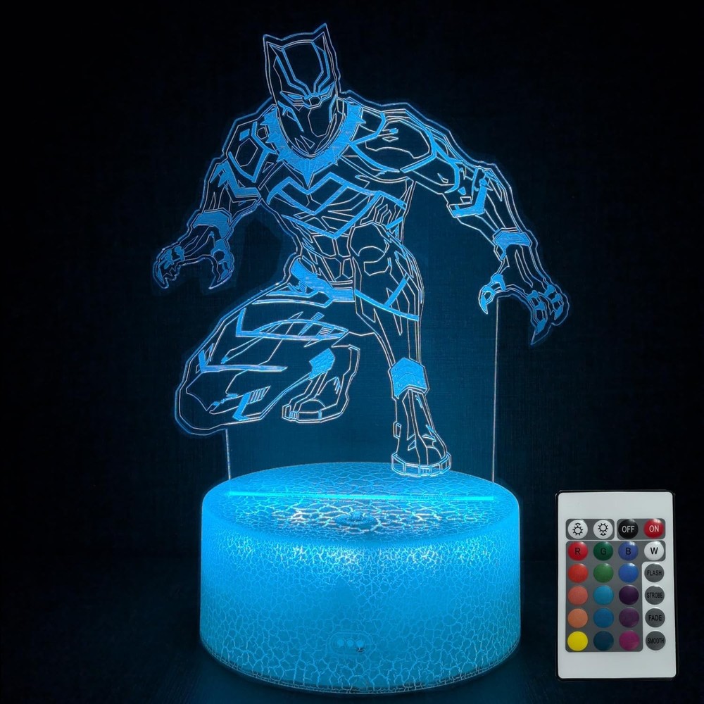 Creative 3D Black Panther Avengers 16 Colors Visualization Lamp Night Light NIB