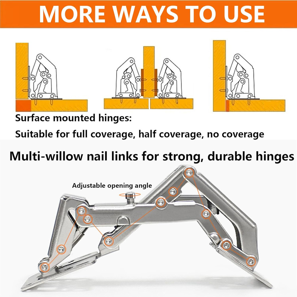 2 Pack 170 Degree Hidden Soft Close Adjustable Surface Mount Cabinet Hinges