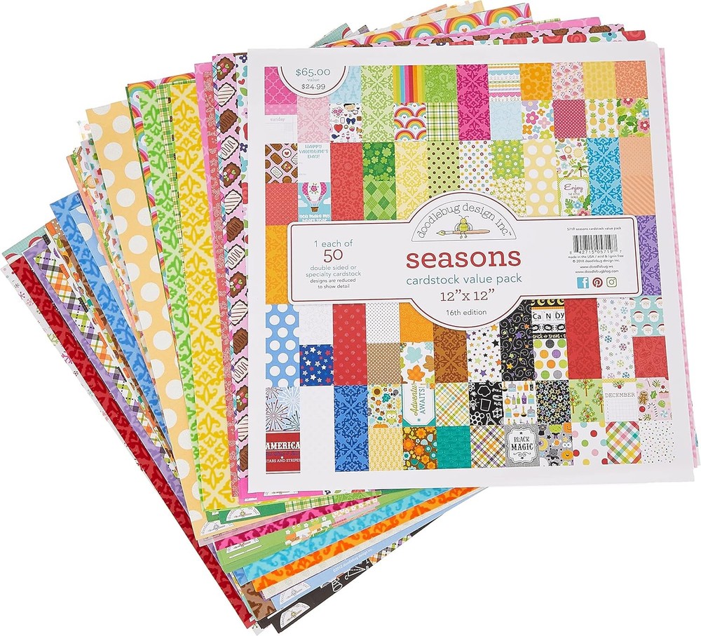 DOODLEBUG 5719 Value Kit Cardstock 12"X12", 50 Sheets