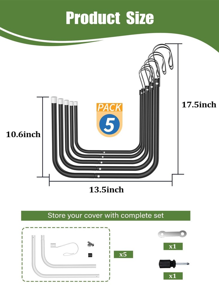 5 Pack Solar Pool Cover Holder, Adjustable Solar Cover Hooks Keep Solar Cover...