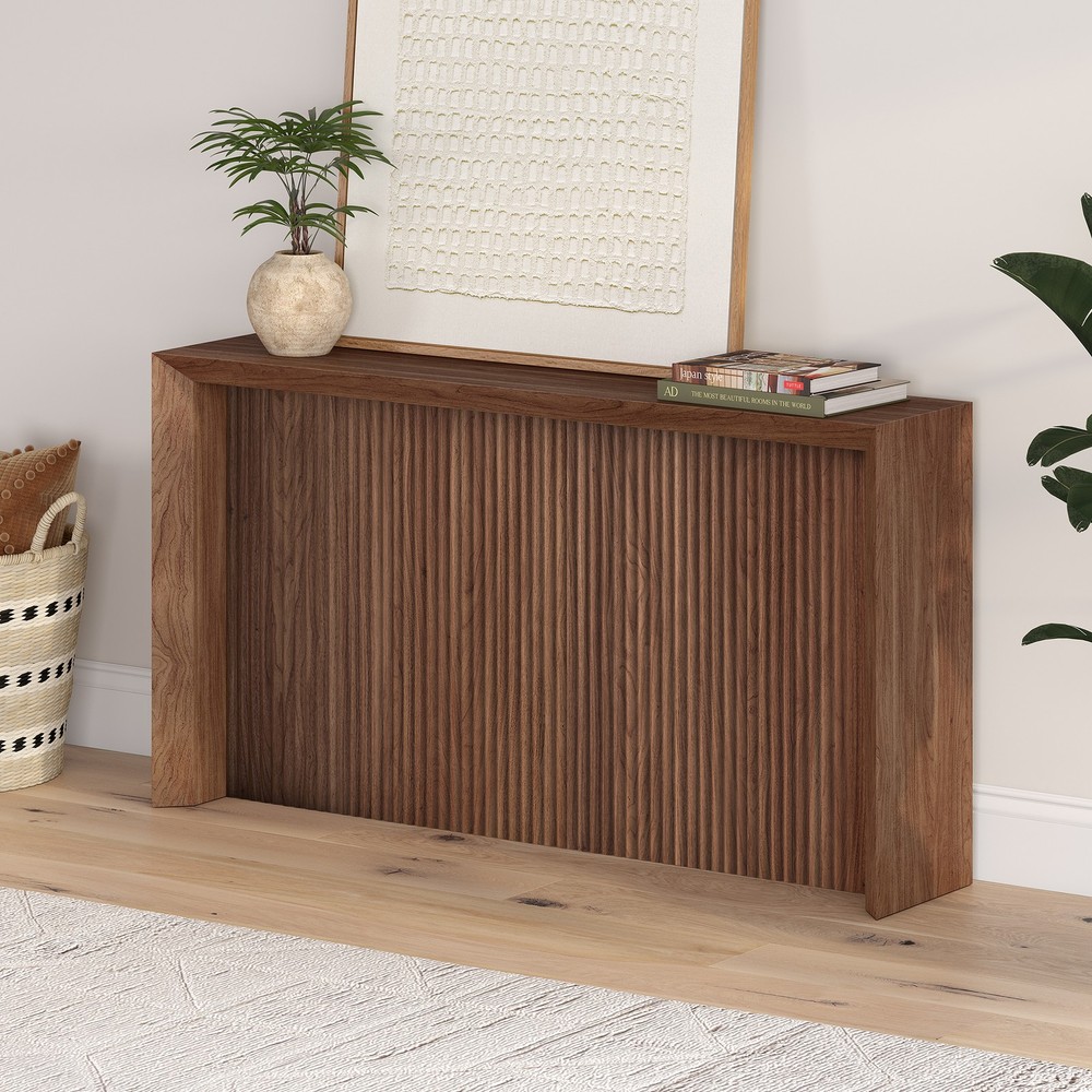 Henn&Hart 55.75" Satin Walnut MDF/PVC Console Table