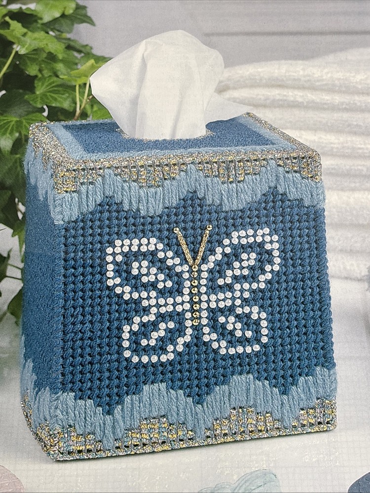 Butterfly Pearls Tissue Box Cover Annie's Attic Plastic Canvas Pattern Page