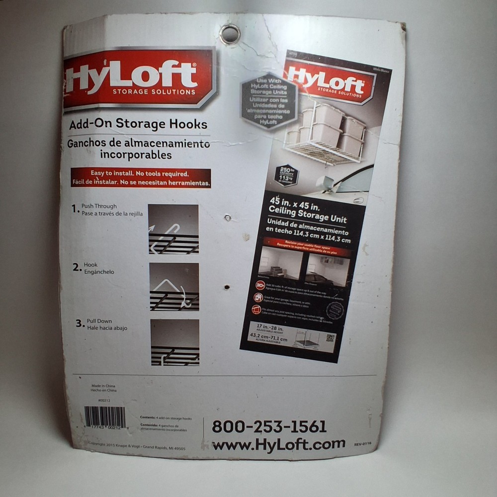 HyLoft Storage Solutions Add-On Storage Hooks (White) 4-Pack - NIB