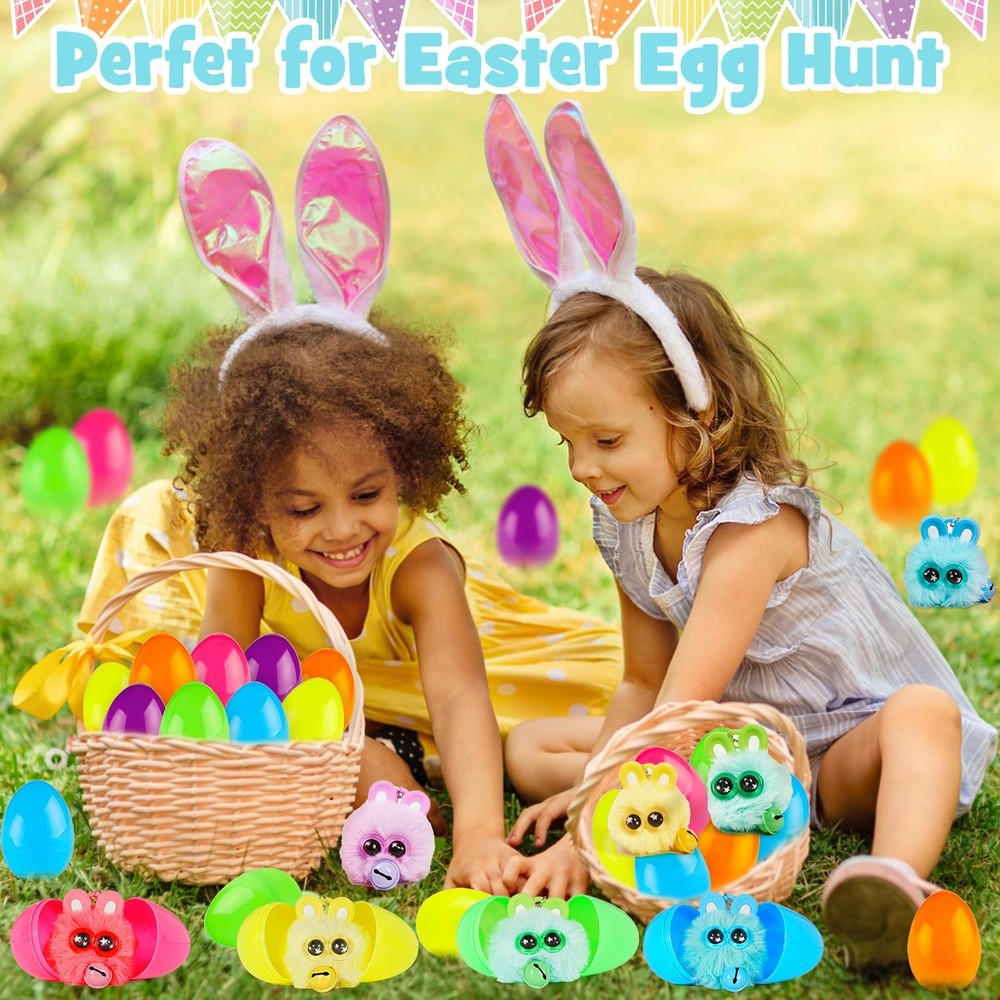 24 Pack Prefilled Easter Eggs with Bunny Keychains Easter Egg Fillers with Pl...