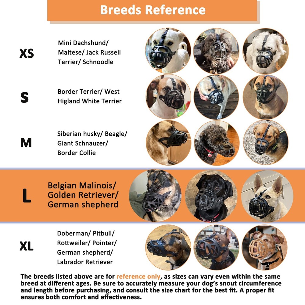 BARKLESS Dog Muzzle, Basket Muzzle for Biting, Chewing and Scavenging, Humane...