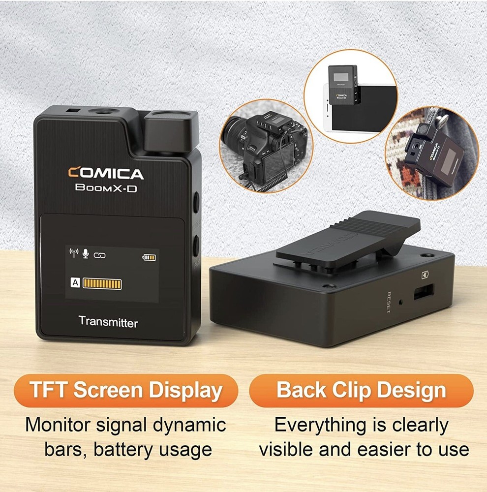 Wireless Lapel Microphone set for iPhone Comica MI2 2.4G For interviews podcast