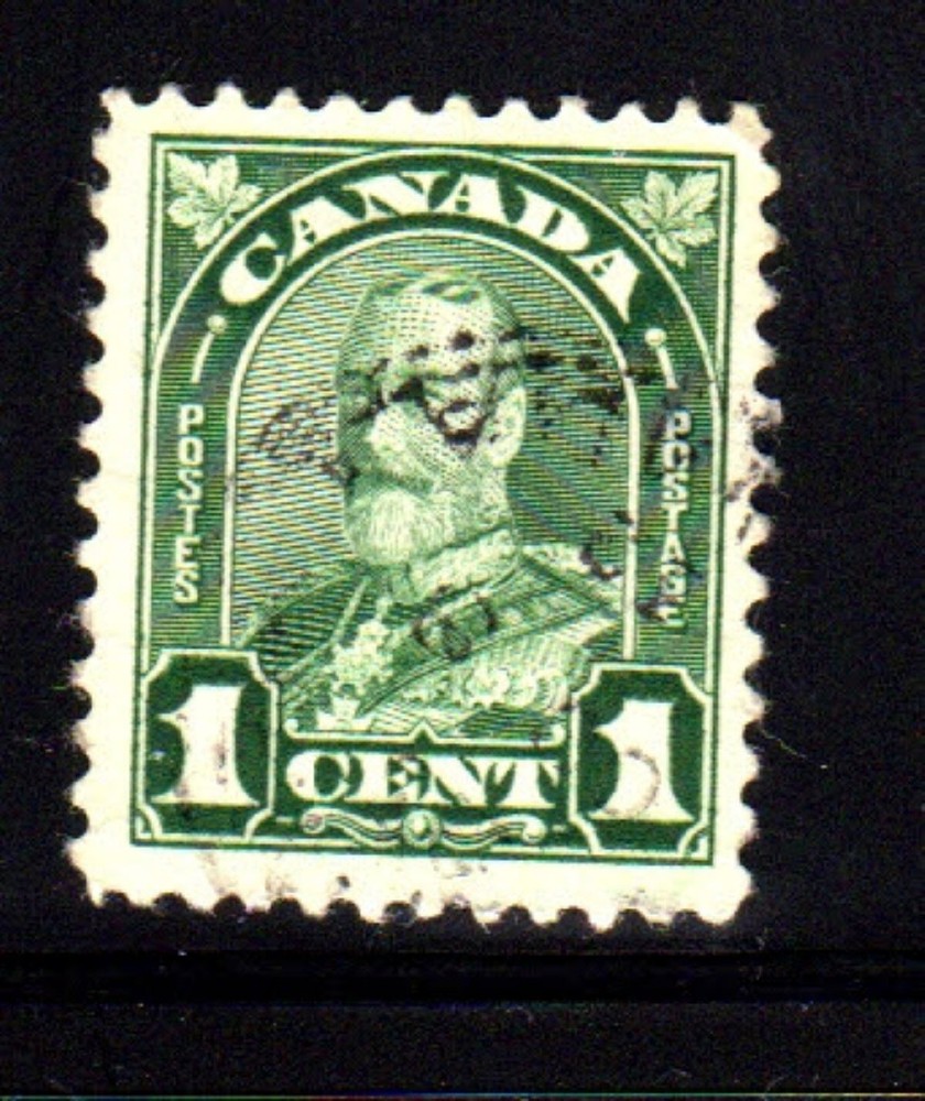 CANADA #163  1 CENT KING GEORGE V  ARCH/LEAF ISSUE  USED   b